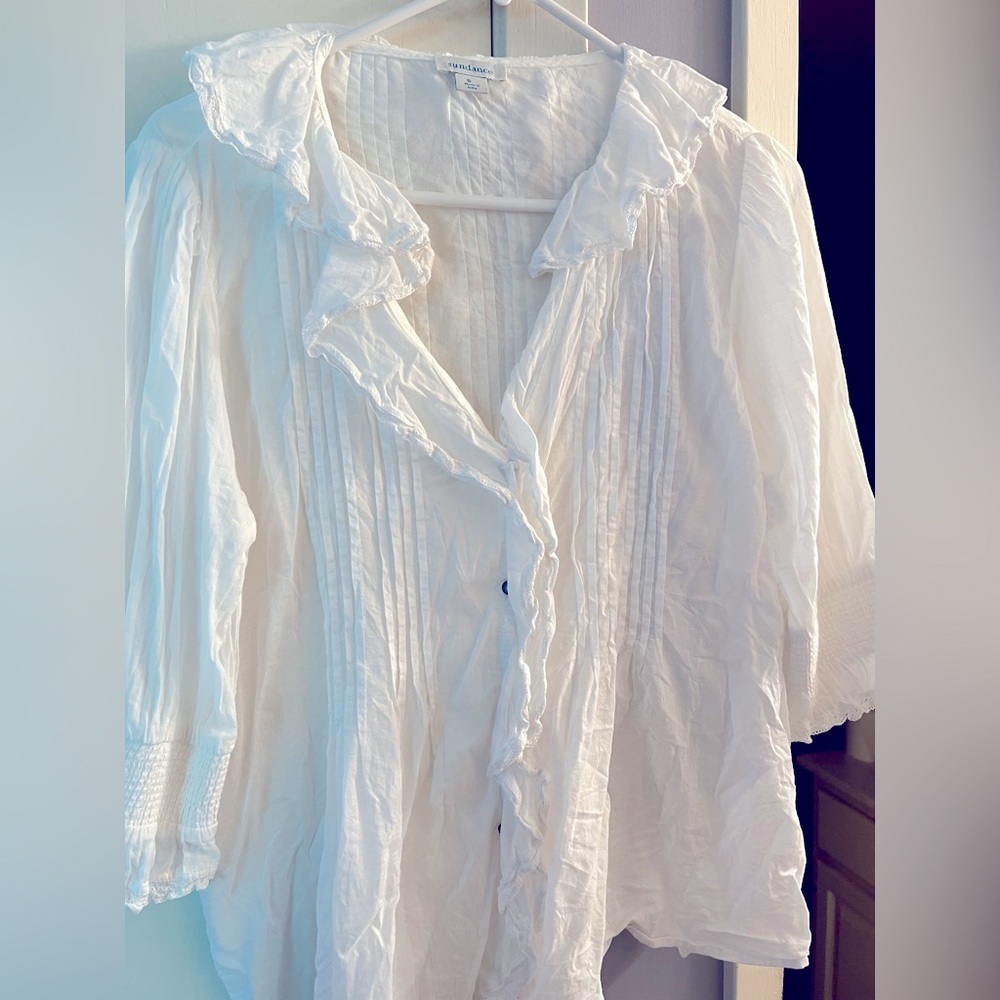 Sundance White Ruffled Blouse
